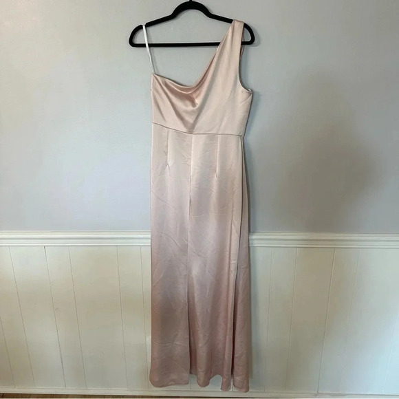 Lovely Maddie Lux Charm Cameo One Shoulder Satin Maxi Dress Size 10R NWOT - Picture 9 of 9